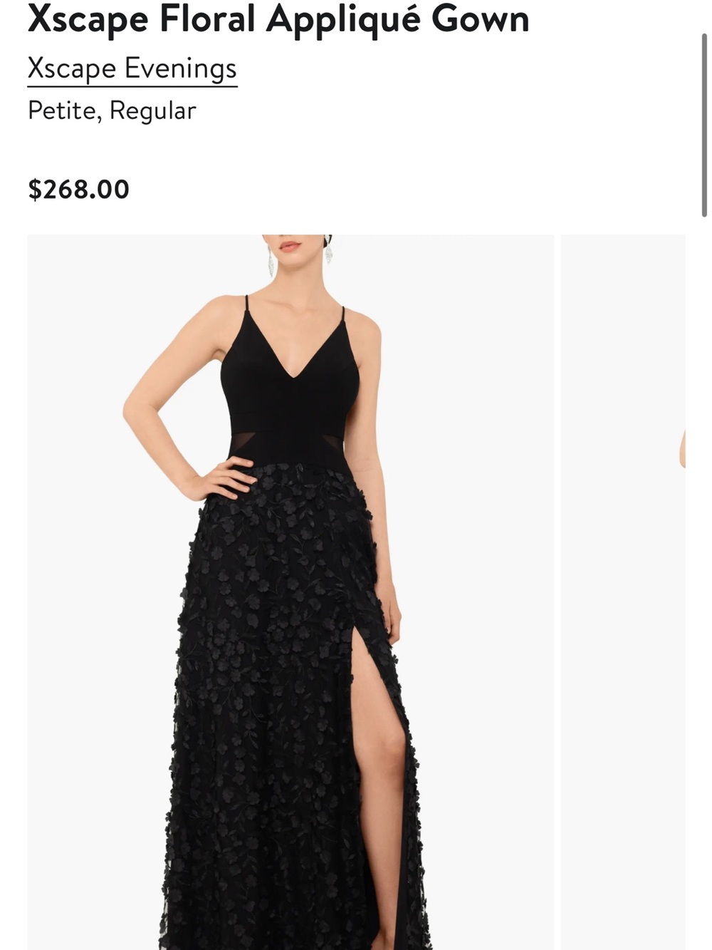 NWT- Xscape Black Floral Appliqué Evening Gown